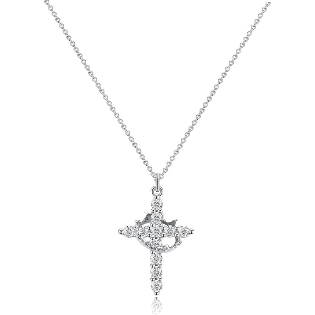 Collar de cruz con corona giratoria