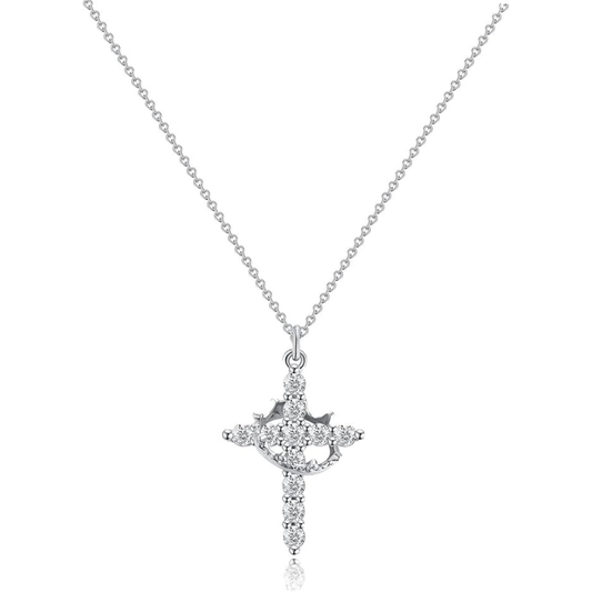 Collar de cruz con corona giratoria
