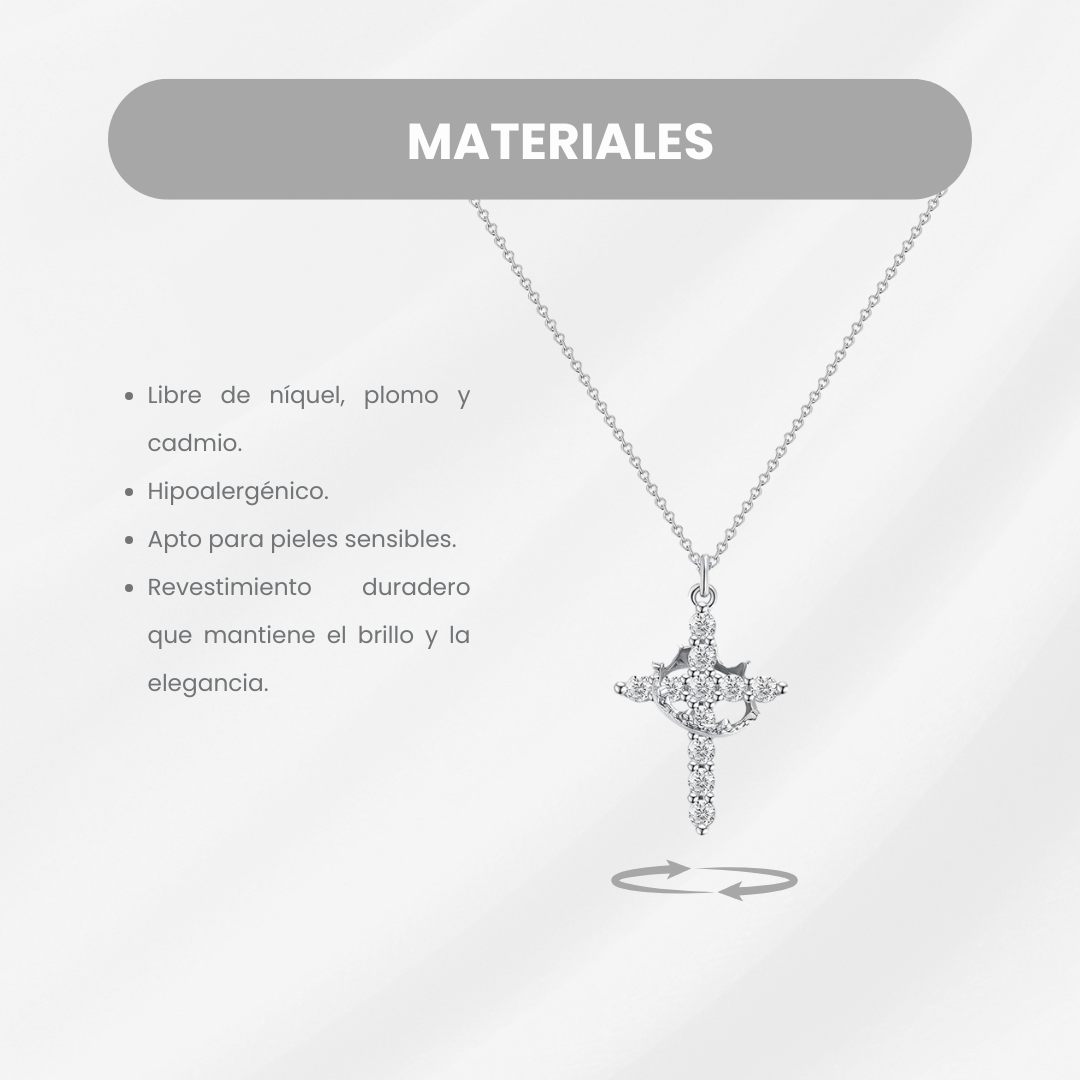 Collar de cruz con corona giratoria